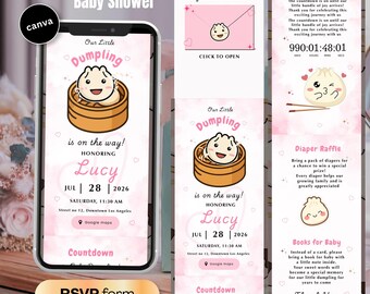 Dumpling Baby Shower Website Template with RSVP Pink Baby Shower Favours Save The Date