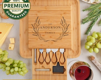 Custom Engraved Bamboo Cheese Board, Personalized Charcuterie Gift