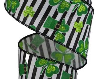 38\u201d Mini Shamrocks on Black Grosgrain Ribbon