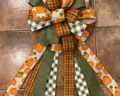 Reserved for Sylvia, Fall Bow, Thanksgiving Bow, Pumpkin Bow, Fall Wreath Bow, Fall Lantern Bow, Thanksgiving Wreath Bow, Door Hanger Bow