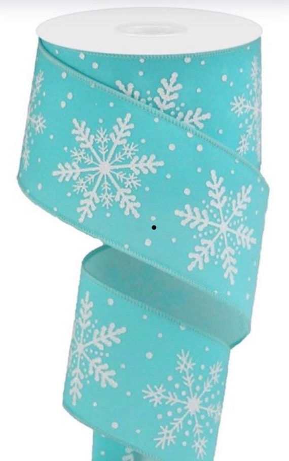 Christmas Ribbon, Snowflake Ribbon, Blue Ribbon, Ice Blue Ribbon, Glitter  Snowflake Ribbon, 2.5 Wired Ribbon, 10 Yard Roll, RGA1929H1