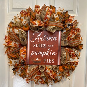 Fall Wreath, Pumpkin Wreath, Pumpkin Pie Wreath, Fall Floral Wreath, Autumn Wreath, Thanksgiving Wreath, front door wreath