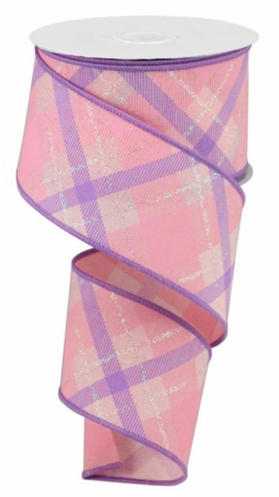Pink Plaid Pattern Ribbon Pink Ribbon, Pink Glitter Plaid Ribbon, Purple Glitter Plaid Ribbon ...