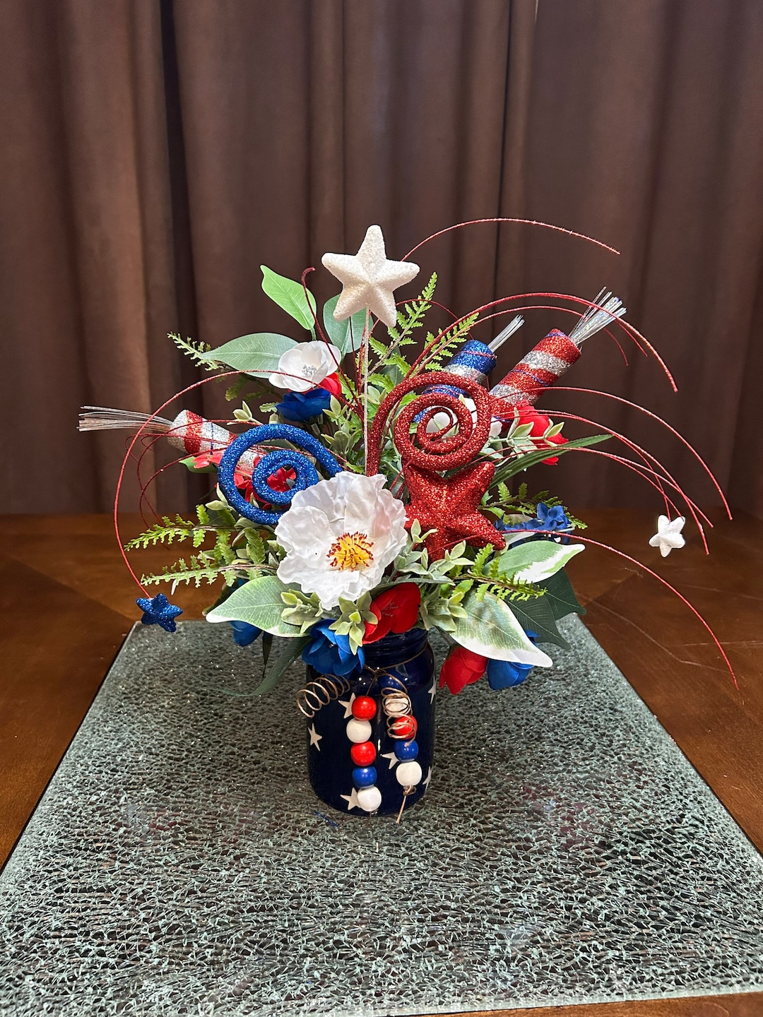 Patriotic Centerpiece, 4th of July, Red White and Blue Centerpiece ...