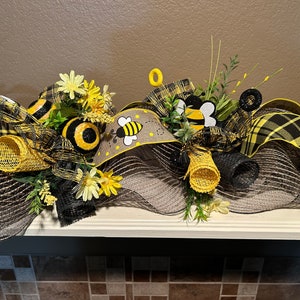 Bee Garland, Bee Swag, Floral Garland, Floral Swag, Door Garland, Door Swag, Mantle Garland, Bee Door Decor image 1