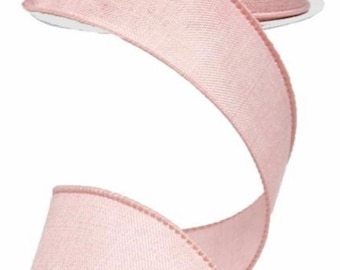 Pink Ribbon, Rose Pink Royal Burlap Ribbon, Wired Ribbon, 1 1/2" Wired Ribbon, 10 Yard Roll