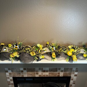 Bee Garland, Bee Swag, Floral Garland, Floral Swag, Door Garland, Door Swag, Mantle Garland, Bee Door Decor image 2