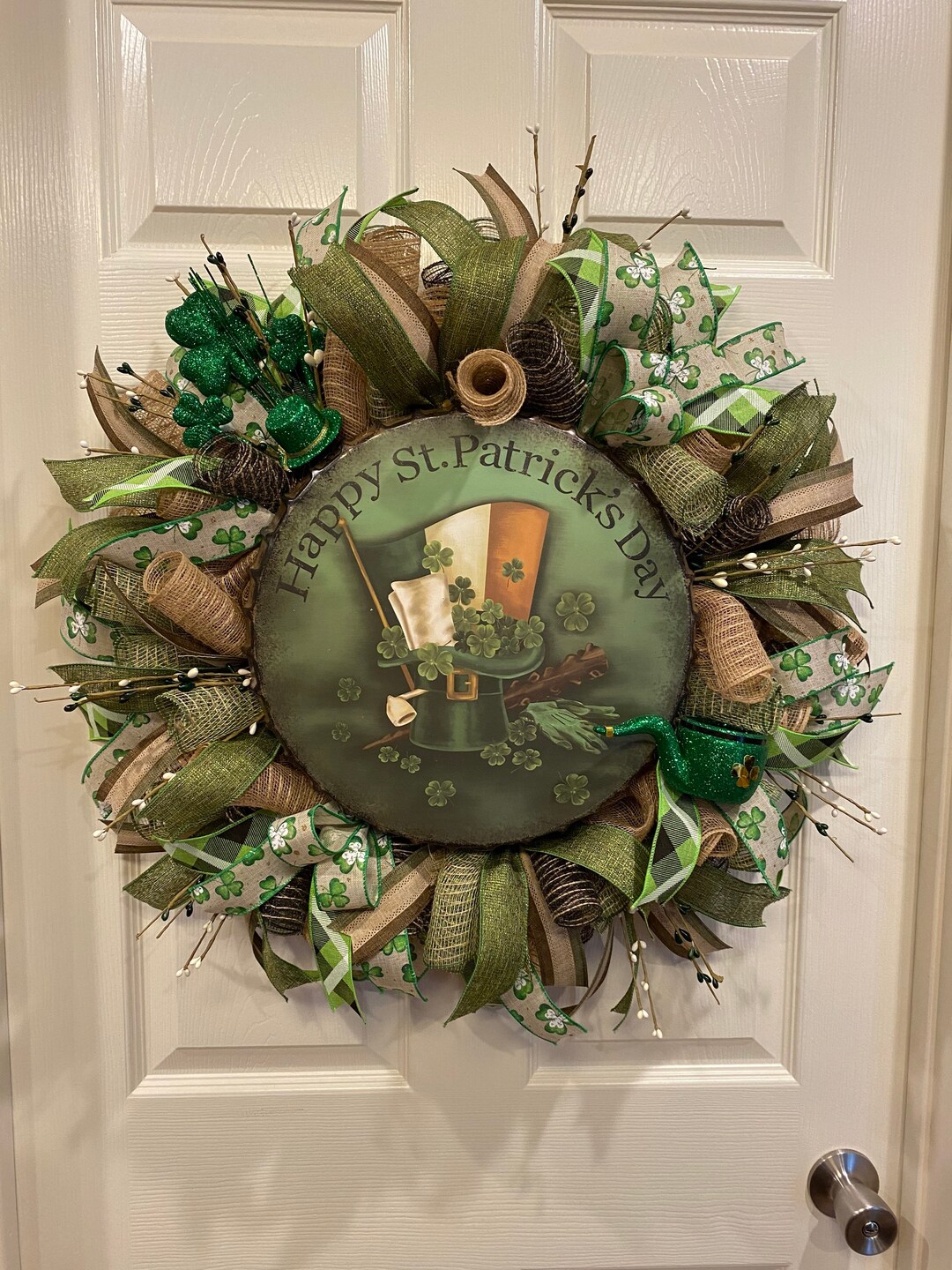 St Patrick's Day Wreath Shamrock Wreath Door Wreath