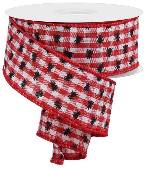 Red Ribbon, Ant Ribbon, Picnic Ant Ribbon, Gingham Ribbon