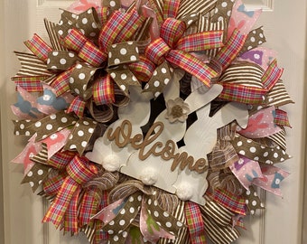 Easter Wreath, Easter Bunny Wreath, Welcome Easter Wreath, Happy Easter Wreath, Door Wreath, Wreath for Front Door, Welcome Wreath