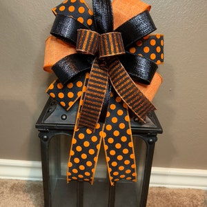 Halloween Bow, Orange Bow, Black Bow, Orange Polka Dot Bow, Wreath Bow, Lantern Bow, Basket Bow, Halloween Wreath Bow