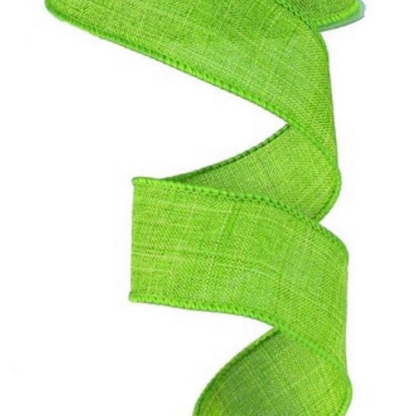 Green Ribbon, Lime Green Ribbon, Fresh Green Ribbon, Burlap Ribbon, 1 1/2" Ribbon, Wired Ribbon, 10 Yard Roll, RG1278LT