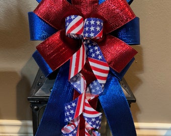 Patriotic Bow, USA Bow, 4th of July Bow, Wreath Bow, Lantern Bow, Patriotic Wreath Bow, USA Wreath Bow, Basket Bow