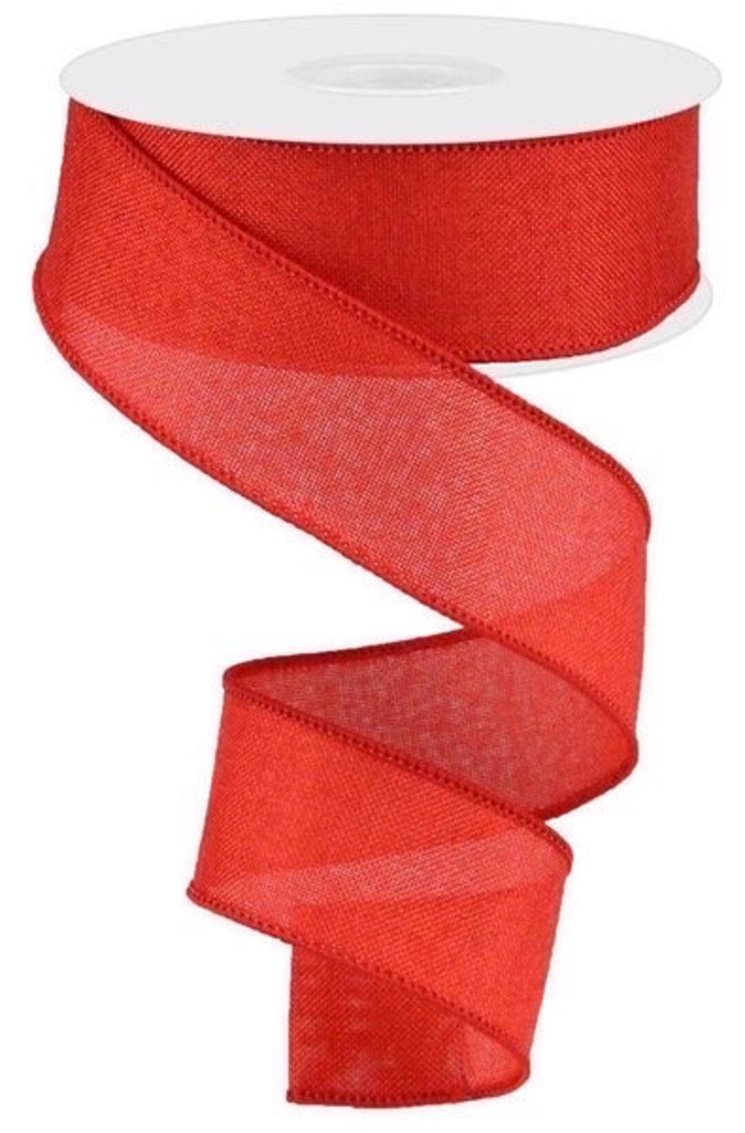 Red Ribbon, Red Shiny Burlap Ribbon, Wired Ribbon, 1 1/2