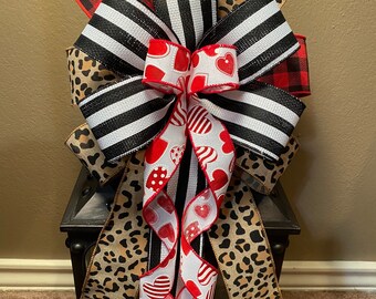 Valentine’s Day Bow, Heart Bow, Leopard Bow, Buffalo Check Bow, Black Bow, Wreath Bow, Lantern Bow, Basket Bow
