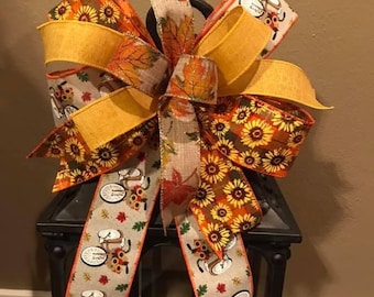 Fall Bow, Thanksgiving Bow, Bicycle Bow, Sunflower Bow, Fall Wreath Bow, Fall Lantern Bow, Thanksgiving Wreath Bow, Door Hanger Bow