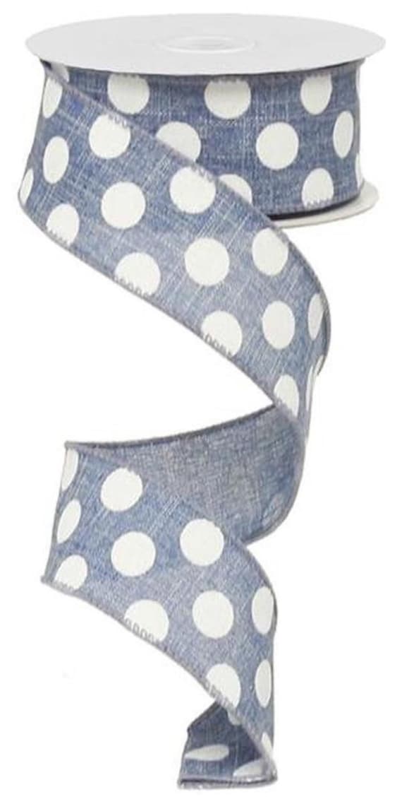 Blue Ribbon Denim Ribbon Polka Dot Ribbon Burlap Ribbon | Etsy