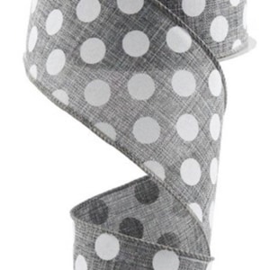 Grey and White Polka Dot Ribbon - Etsy