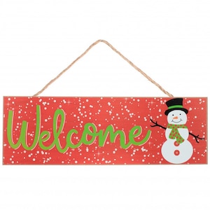 Christmas Sign, Snowman Christmas Sign, Welcome Sign, Christmas Wreath Sign, Snowman Wreath Sign