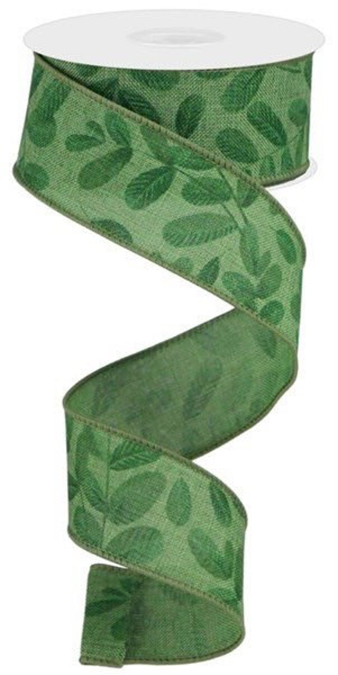 Green Ribbon, Greenery Ribbon, Leaf Ribbon, Bold Leaf Ribbon, Burlap