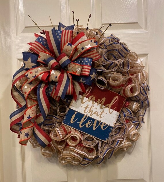 Patriotic Wreath American Flag Wreath 4th of July Wreath - Etsy