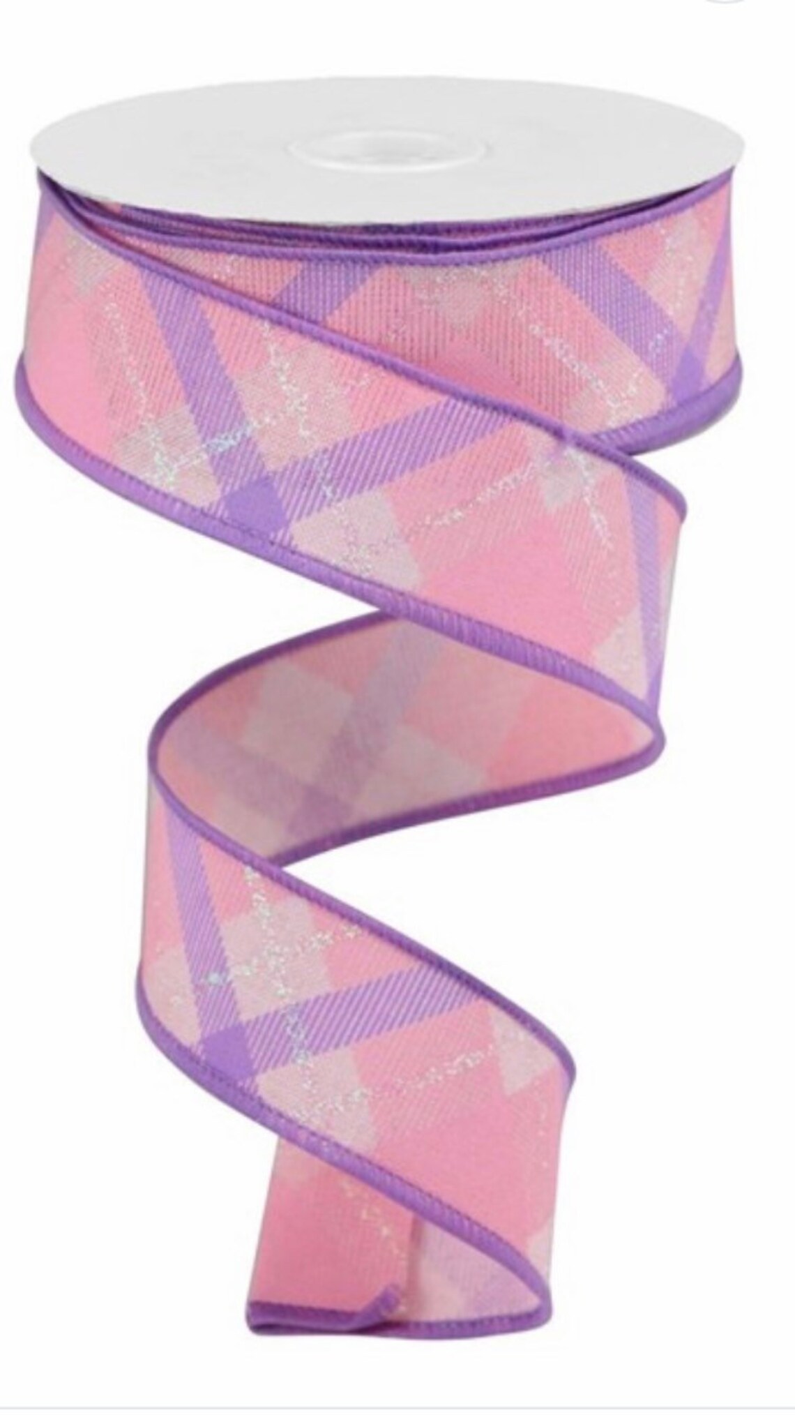 Pink Plaid Pattern Ribbon Pink Ribbon, Pink Glitter Plaid Ribbon, Purple Glitter Plaid Ribbon ...