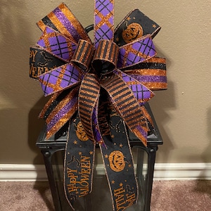 Halloween Bow, Happy Halloween Bow, Purple Bow, Black Bow, Orange Bow, Pumpkin Bow, Glitter Bow, Wreath Bow, Lantern Bow, Basket Bow