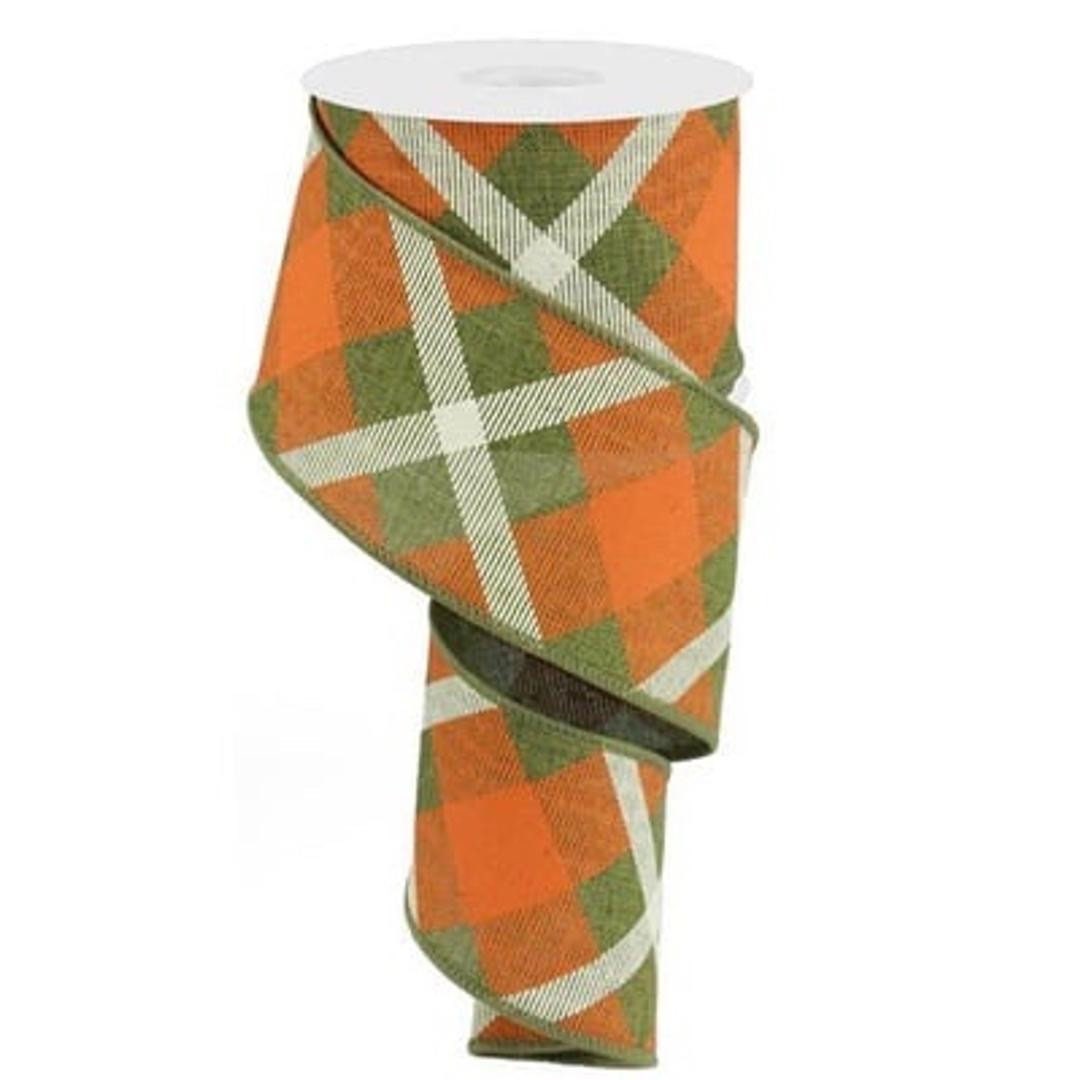 Fall Ribbon, Orange Plaid Ribbon, Green Plaid Ribbon, Fall Plaid Ribbon ...