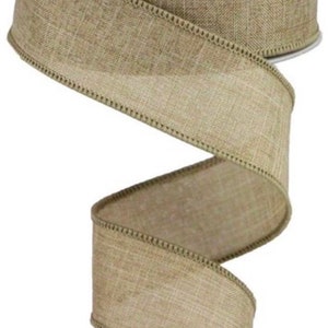 Tan Ribbon, Burlap Ribbon, Wired Ribbon, 1 1/2&quot; Wired Ribbon, 10 Yard Roll, Burlap Ribbon