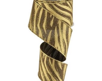 Cinta de cebra, cinta de rayas de tigre, cinta impresa en animales, cinta marrón, cinta de oro, cinta de granja, cinta con cable, 2 1/2", rollo de 10 yardas