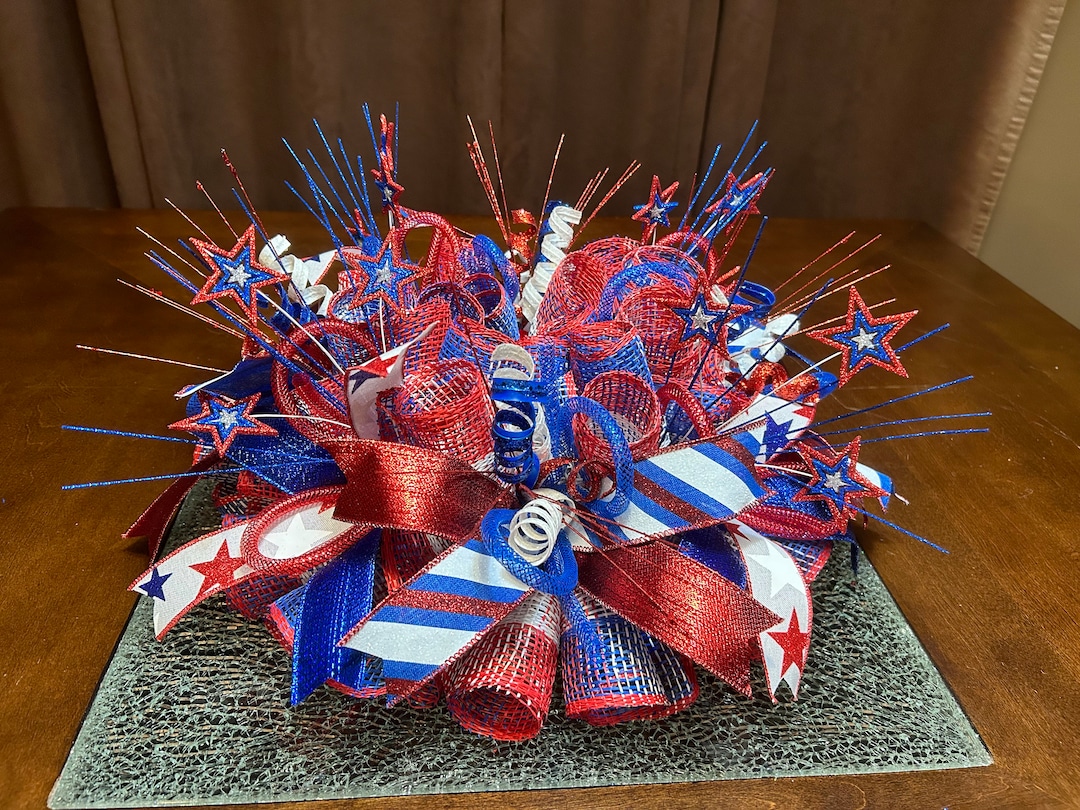 4th Of July Heart Acrylic Sign – Patriotic Table Decor, Red White & Blue, "Blessed" Print