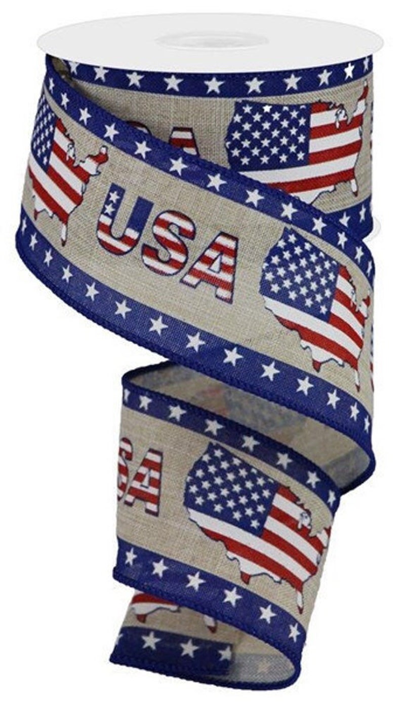 Patriotic Ribbon USA Ribbon America Ribbon Red White Blue Etsy