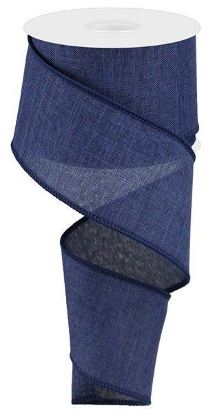 Blue Ribbon, Navy Blue Ribbon, Burlap Ribbon, 2.5