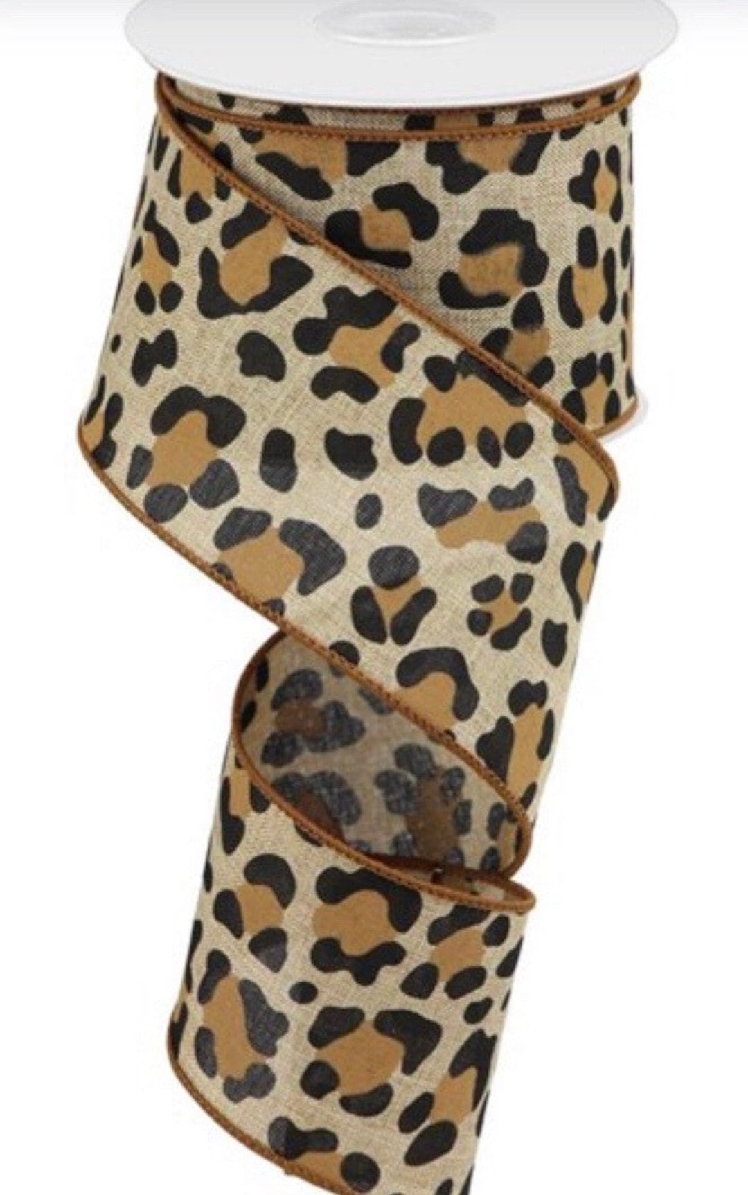 Leopard Ribbon Animal Print Ribbon Burlap Ribbon Wired Etsy