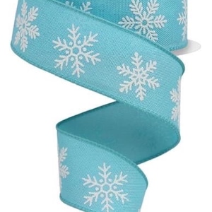 Christmas Ribbon, Snowflake Ribbon, Glitter Snowflake Ribbon, Blue Snowflake Ribbon, 10 Yard Roll, 1.5&quot; Wired Edge Ribbon, RGE155414