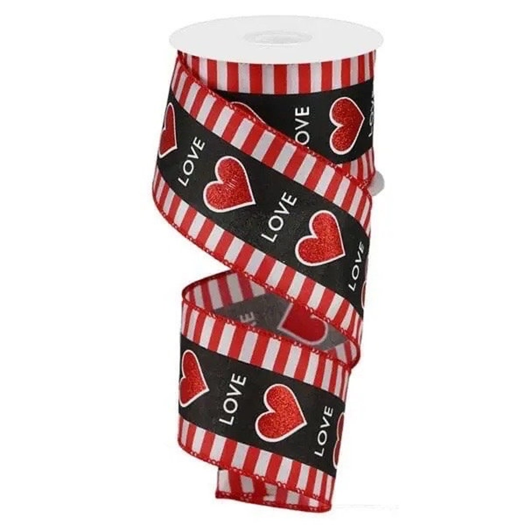 Heart Ribbon, Valentine's Day Ribbon, Love Ribbon, Black Ribbon