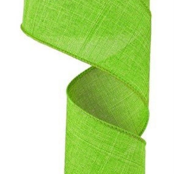 Green Ribbon, Lime Green Ribbon, Fresh Green Ribbon, Burlap Ribbon, 2 1/2" Ribbon, Wired Ribbon, 10 Yard Roll, RG1279LT