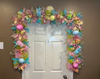 Easter Garland, Easter Swag,  Bunny Garland, Bunny Swag, Door Garland, Door Swag, Mantle Garland, Easter Door Decor, Easter Wreath