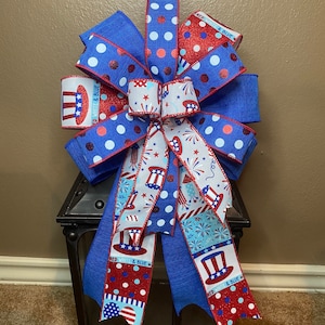 Patriotic Bow, USA Bow, 4th of July Bow, Stars and Stripes Bows, Wreath Bow, Lantern Bow, Patriotic Wreath Bow, USA Wreath Bow, Basket Bow