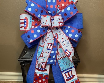 Patriotic Bow, USA Bow, 4th of July Bow, Stars and Stripes Bows, Wreath Bow, Lantern Bow, Patriotic Wreath Bow, USA Wreath Bow, Basket Bow