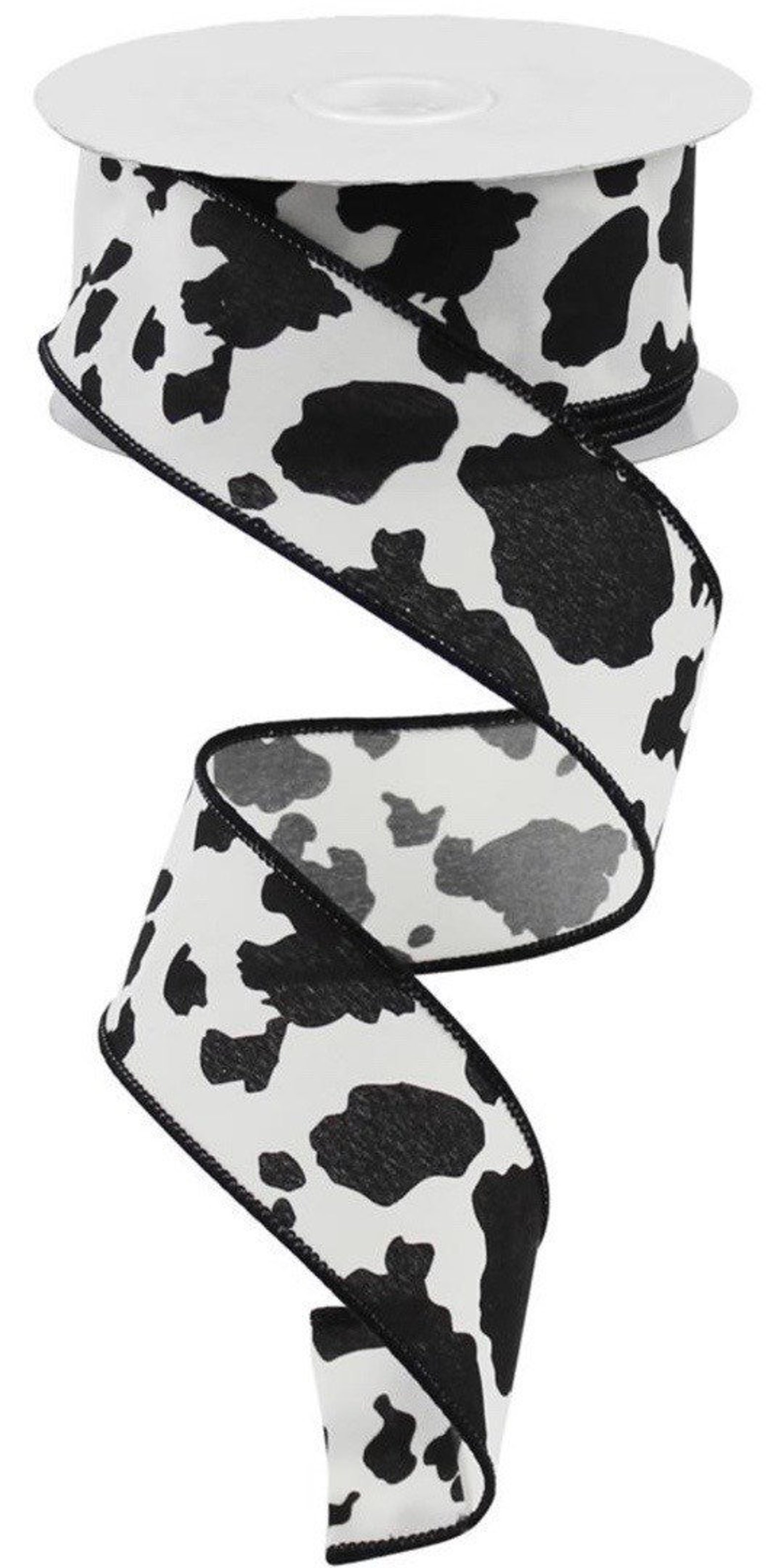 Cow Ribbon Cow Ribbon, Cow Print Ribbon, Black Ribbon, Farmhouse Ribbon, Wired ...