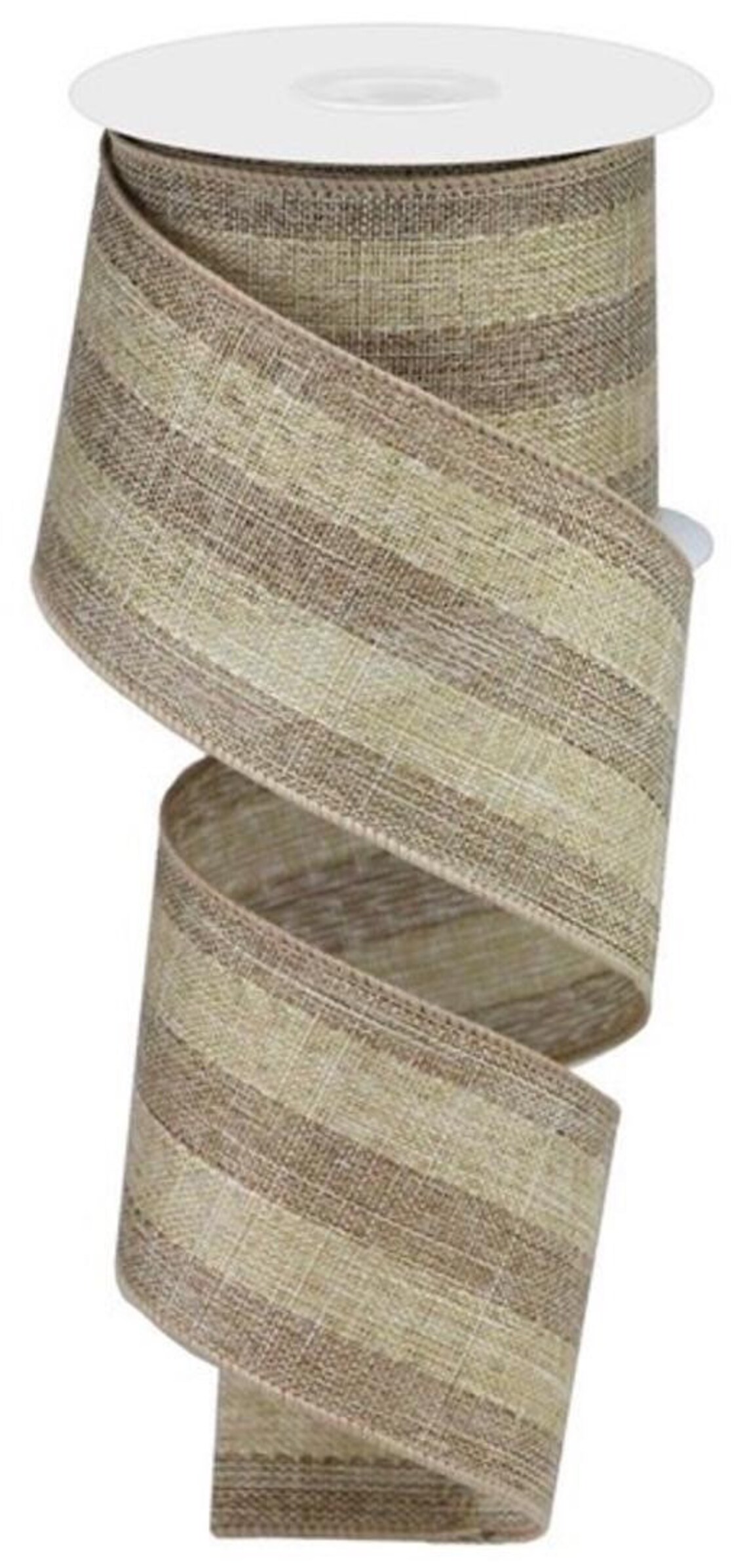Tan Striped Ribbon Brown Stripe Ribbon Brown/beige Stripe Ribbon Burlap Ribbon - Etsy