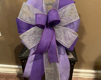 Purple Bow, Silver Bow, Burlap Bow, Wreath Bow, Lantern Bow, Basket Bow