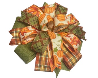 Fall Bow, Thanksgiving Bow, Thankful Bow, Pumpkin Bow, Fall Wreath Bow, Fall Lantern Bow, Thanksgiving Wreath Bow, Door Hanger Bow