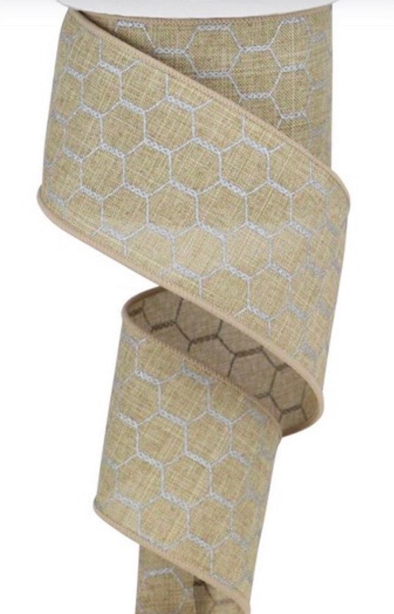 Tan Ribbon, Burlap Ribbon, Wired Ribbon, 1 1/2 Wired Ribbon, 10