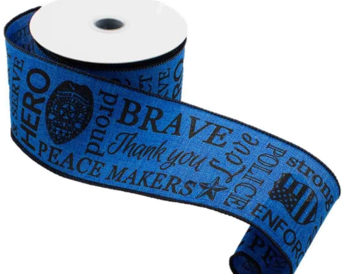 Police Ribbon, Blue Ribbon, Back the Blue, Police Support, Burlap