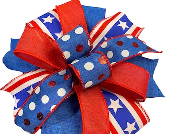 Patriotic Bow, Flag Bow, USA Bow, 4th of July Bow, Stars and Stripes Bow,  Bow, Red White and Blue Bow, Lantern Bow, Wreath Bow, Basket Bow