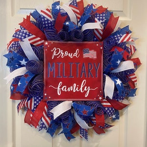 Patriotic Wreath, Military Wreath, Memorial Day Wreath, Military Family Wreath, Door Wreath, 4th of July Wreath, Red White and Blue Wreath