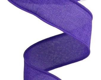 Purple Ribbon, Burlap Ribbon, Royal Burlap Ribbon, 1.5" Wired Ribbon, 10 Yard Roll, RG12786A
