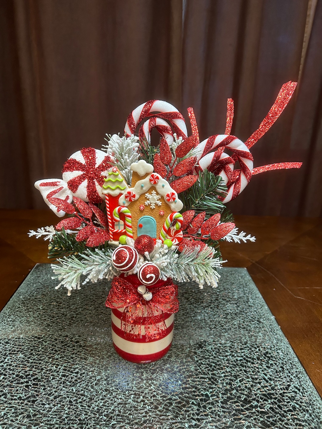 Christmas Centerpiece Candy Cane Centerpiece Gingerbread Etsy